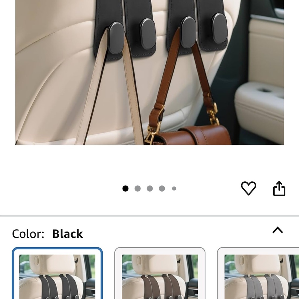 Car Seat Headrest Hooks in Black